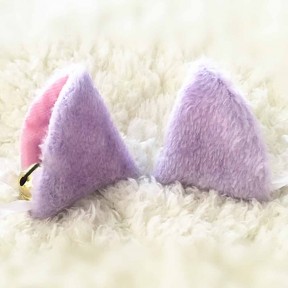 Кошачьи ушки на заколках с колокольчиками - фиолетовые / Cat ears on hairpins with bells - purple